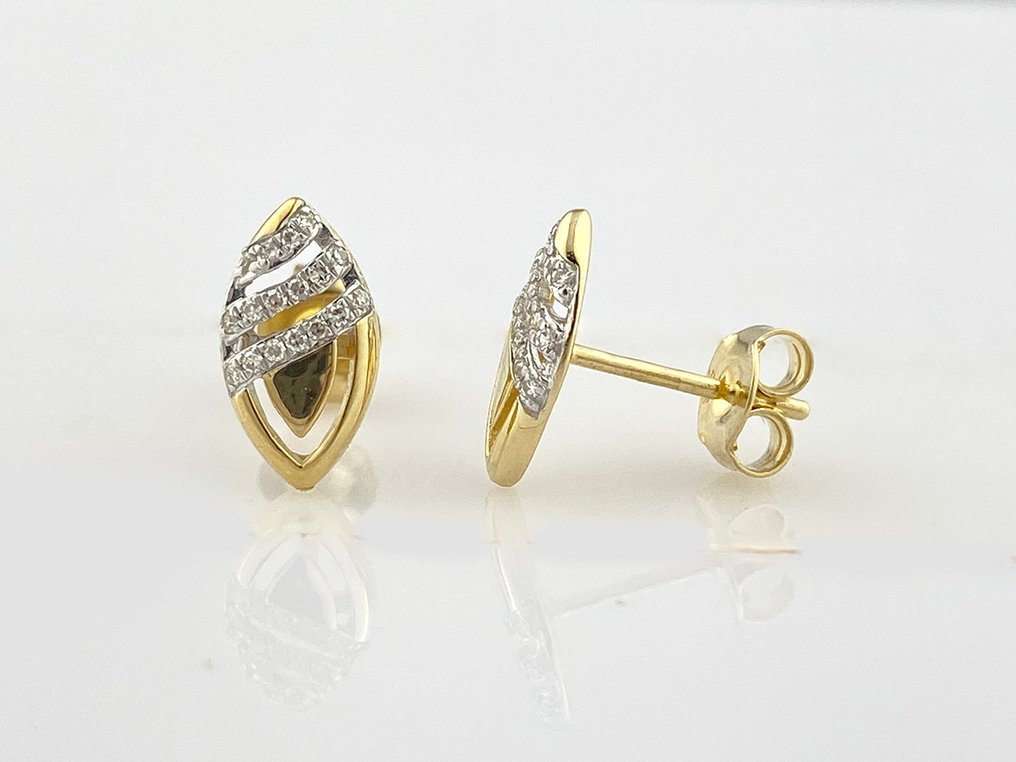 沒有保留價 - 耳環 - 14 克拉 黃金 - 0.08ct. tw. 鉆石 (天然) #1.0