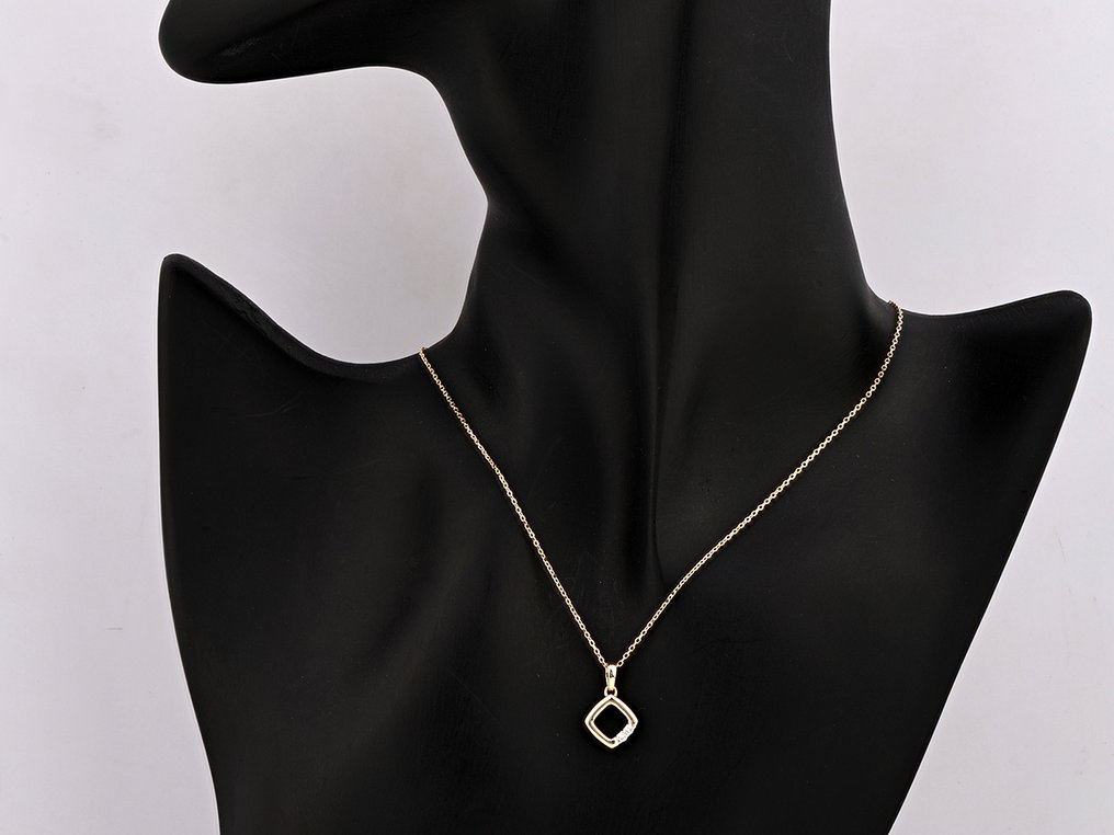 吊坠项链 - 14K包金 黄金 - 0.04ct. tw. 钻石 (天然) #2.1