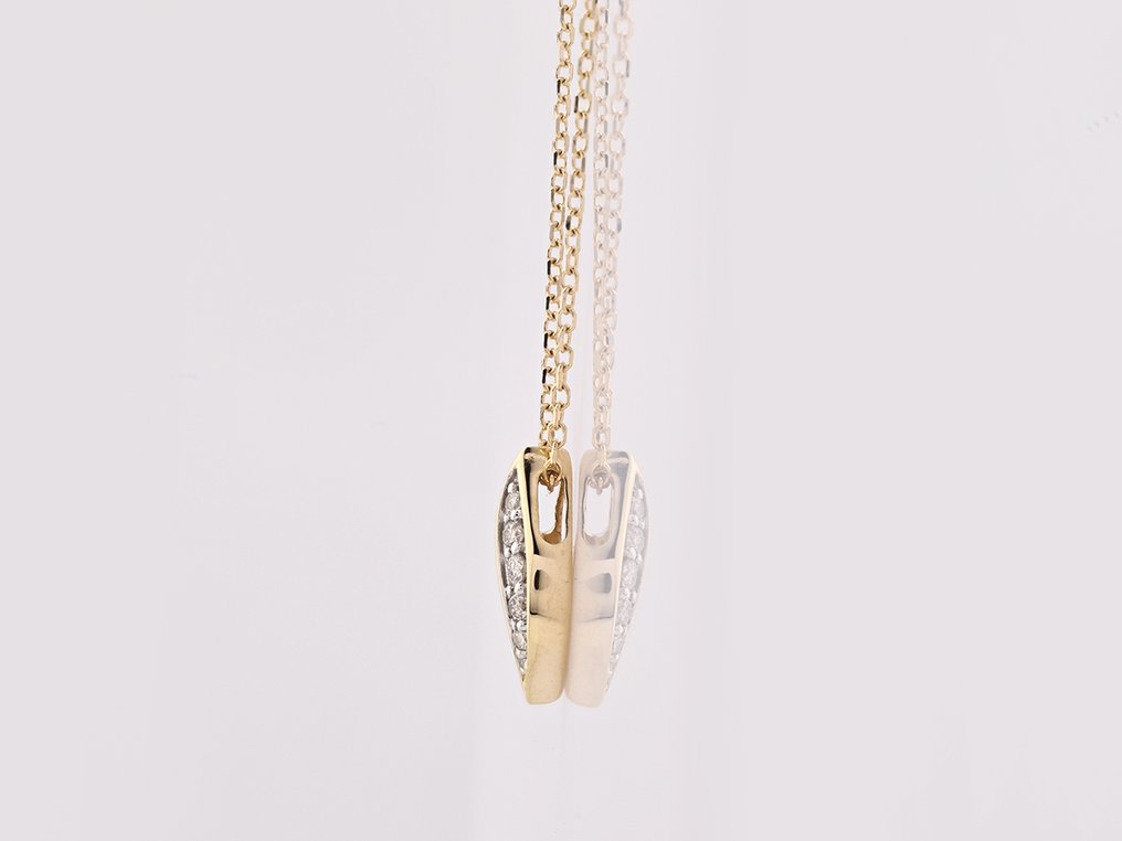 没有保留价 - 吊坠项链 - 14K包金 黄金 - 0.11ct. tw. 钻石 (天然) #3.2