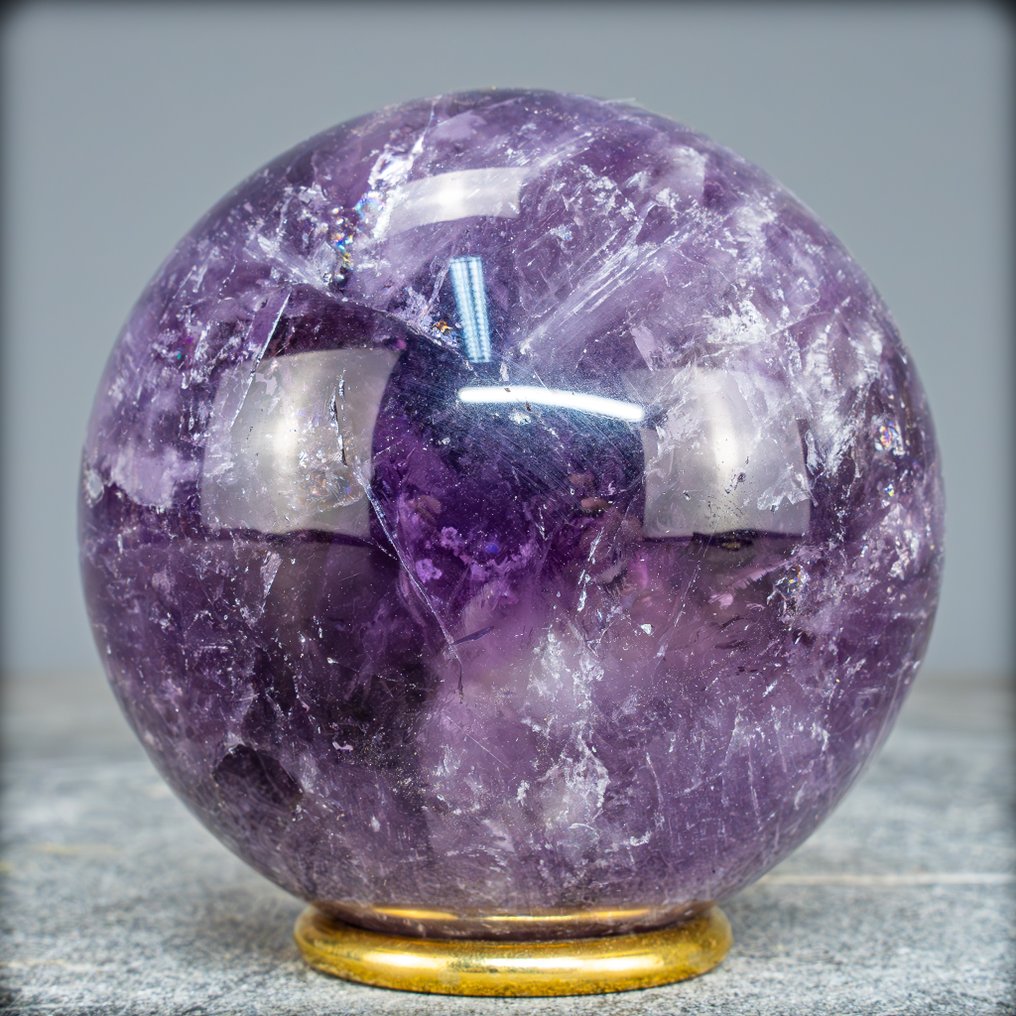 天然稀有人字纹紫水晶 玻利维亚的球体- 777.15 g #1.0