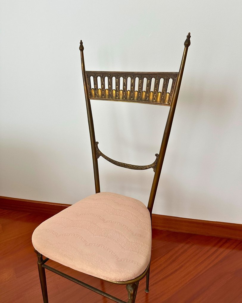 Chair - Brass - Chair in neoclassical style, Hollywood Regency of the 1940s in the style of Chiavari and Maison #4.3