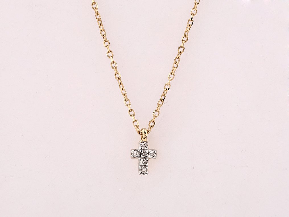 Sans prix de réserve - Collier avec pendentif - 14 carats Or jaune -  0.02ct. tw. Diamant (Naturelle)  #1.0