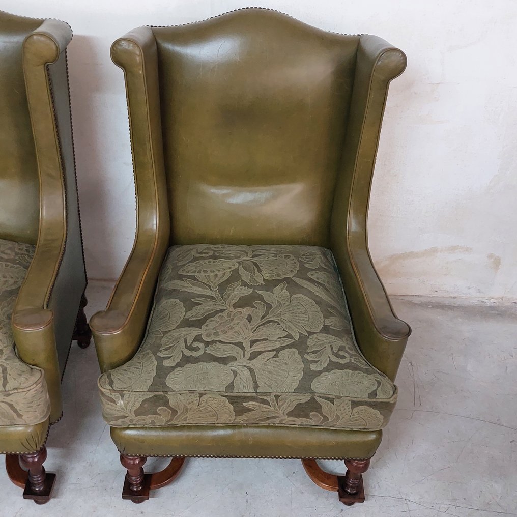 chesterfield style - Fåtölj (2) - Läder, Trä - Chesterfield bergere #2.1