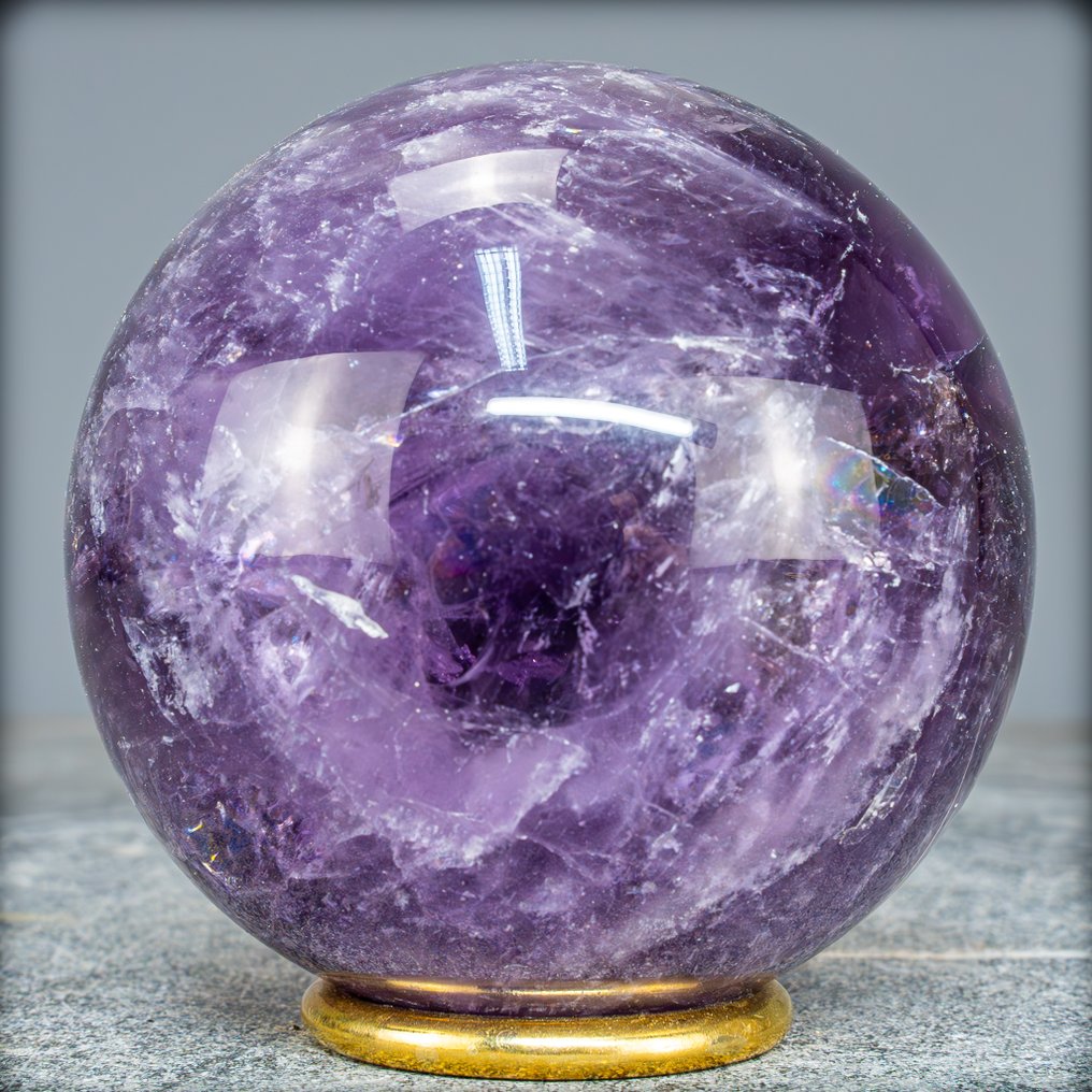 天然稀有人字纹紫水晶 玻利维亚的球体- 777.15 g #4.3