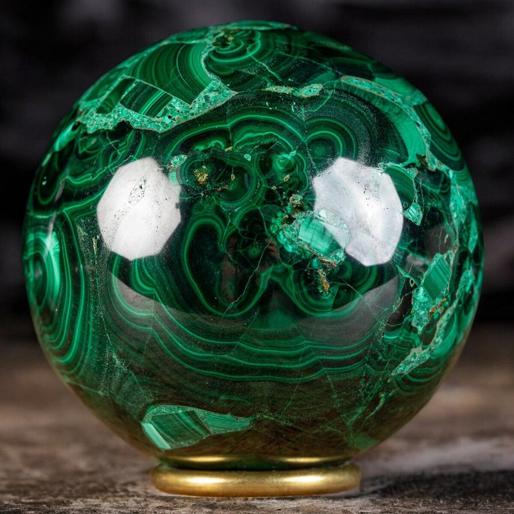 卓越孔雀石球 - 收藏家专属标本 - AAA级刚果矿物 - 高度: 83 mm - 宽度: 83 mm- 1128 g #1.0