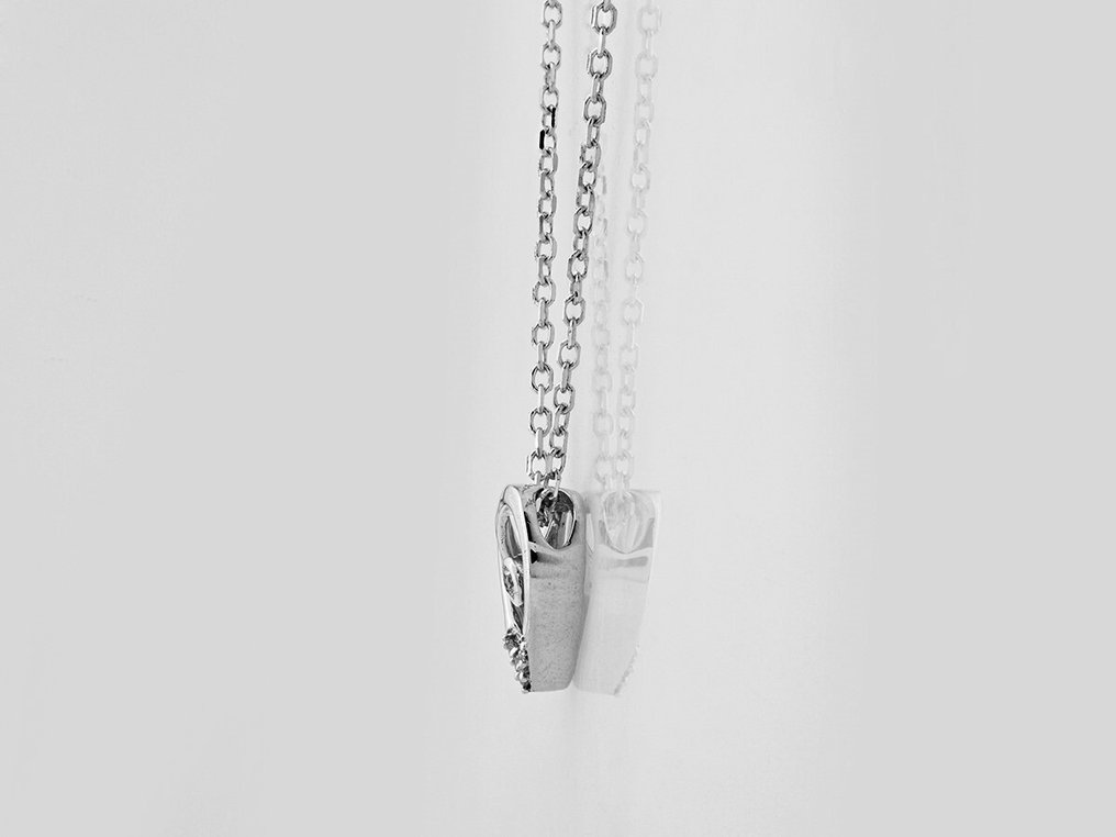 χωρίς τιμή ασφαλείας - Κολιέ με μενταγιόν - 14 καράτια Λευκός χρυσός - 0.02ct. tw. Διαμάντι (Φυσικό) #2.1