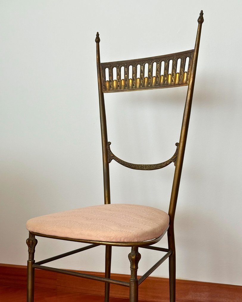 Chair - Brass - Chair in neoclassical style, Hollywood Regency of the 1940s in the style of Chiavari and Maison #2.1
