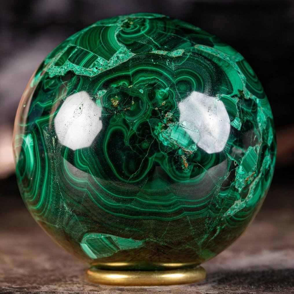 卓越孔雀石球 - 收藏家专属标本 - AAA级刚果矿物 - 高度: 83 mm - 宽度: 83 mm- 1128 g #1.0