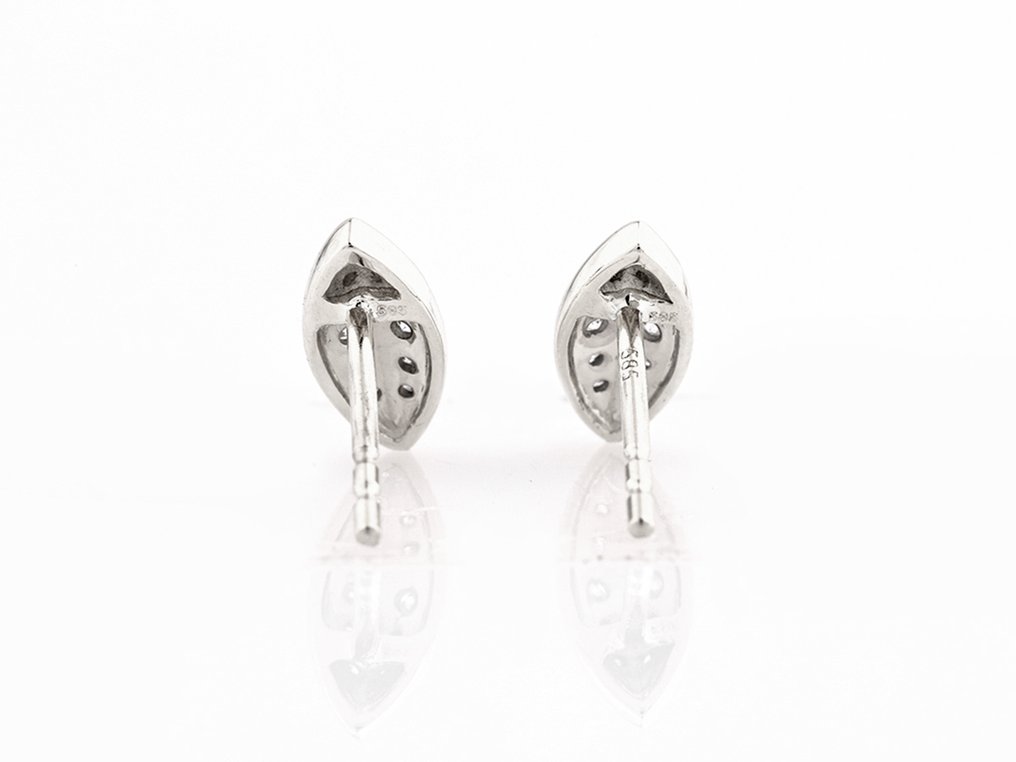 χωρίς τιμή ασφαλείας - Σκουλαρίκια - 14 καράτια Λευκός χρυσός -  0.12ct. tw. Διαμάντι (Φυσικό)  #3.2