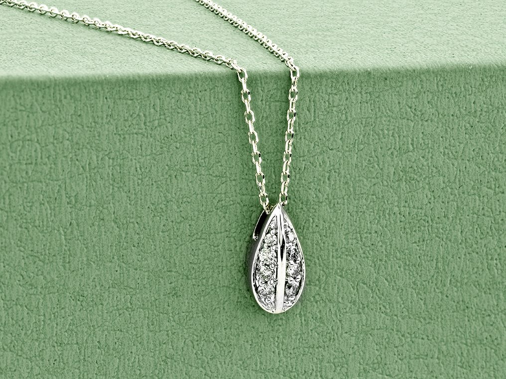 Sem preço de reserva - Colar com pingente - 14 K Ouro branco - 0.10ct. tw. Diamante (Natural) #4.3