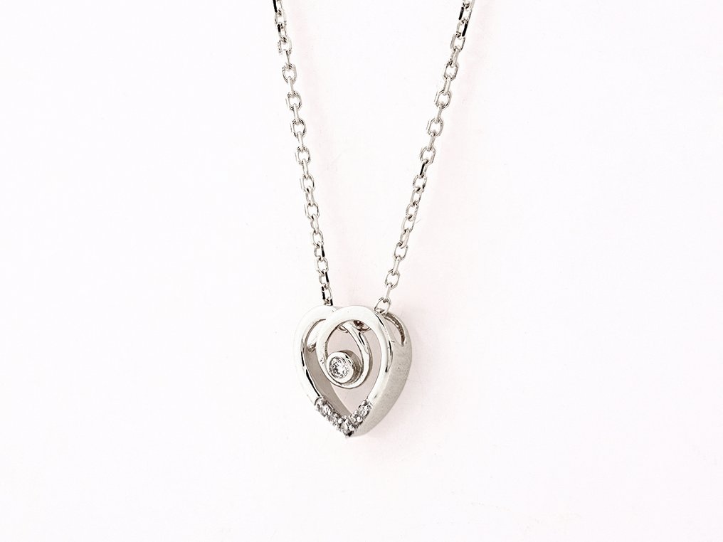 χωρίς τιμή ασφαλείας - Κολιέ με μενταγιόν - 14 καράτια Λευκός χρυσός - 0.02ct. tw. Διαμάντι (Φυσικό) #1.0