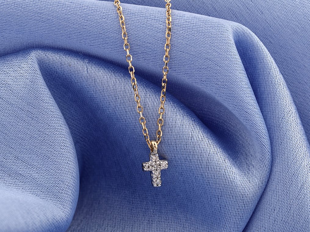 Sans prix de réserve - Collier avec pendentif - 14 carats Or jaune -  0.02ct. tw. Diamant (Naturelle)  #4.3