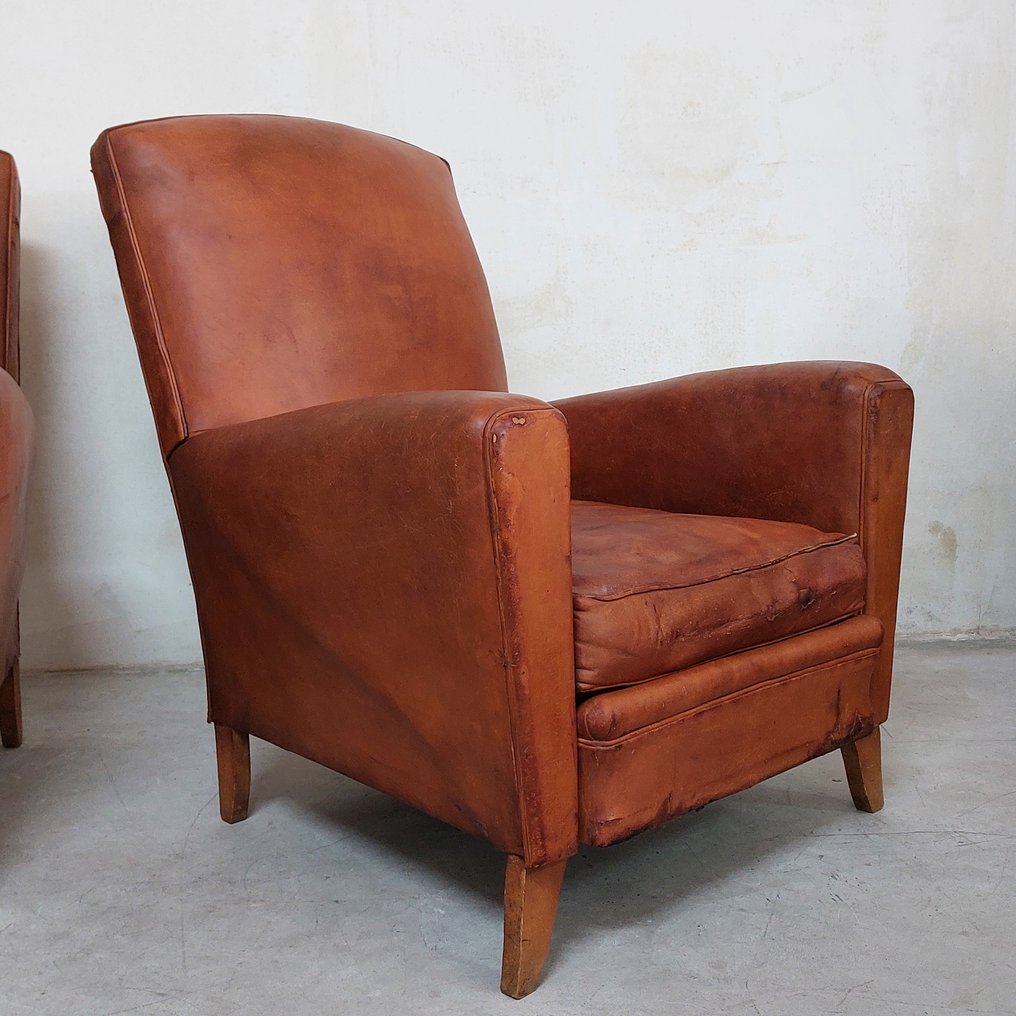 扶手椅 (2) - 俱乐部 - 皮革 木头 - Art Deco 原创俱乐部 #3.2