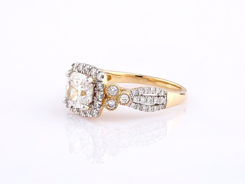 Δαχτυλίδι - 14 καράτια Κίτρινο χρυσό -  2.14ct. tw. Διαμάντι (Εργαστηριακής καλλιέργειας) #2.1