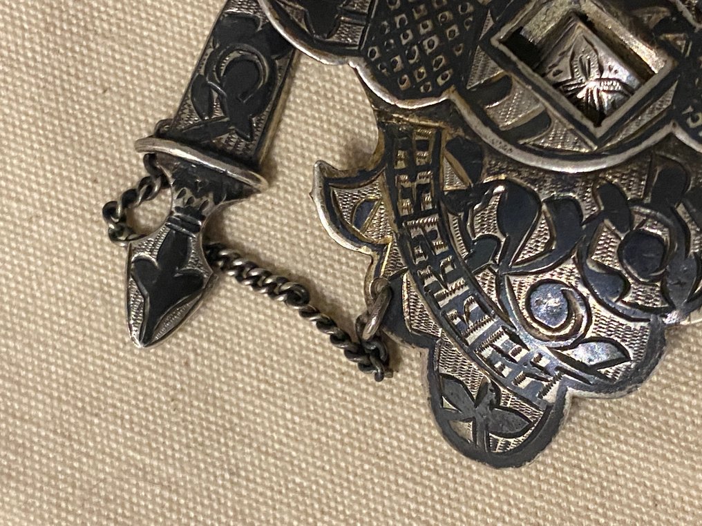 Κούμπωμα ζωνών Niello του Καυκάσου, κλείσιμο μαχαίρι 84, ασήμι - Ασημί - Ρωσία - Dagestan #4.3