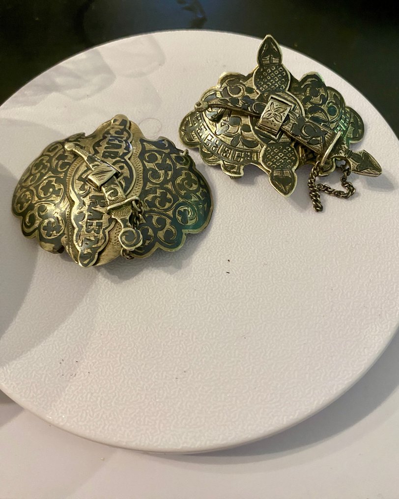 Κούμπωμα ζωνών Niello του Καυκάσου, κλείσιμο μαχαίρι 84, ασήμι - Ασημί - Ρωσία - Dagestan #1.0