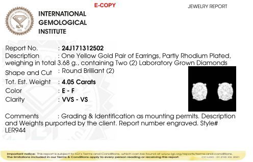 Stud fülbevaló - 18 kt. Sárga arany - 4.05ct. tw. - Gyémánt - Négy Csillag Stúdió fülbevaló #1.0