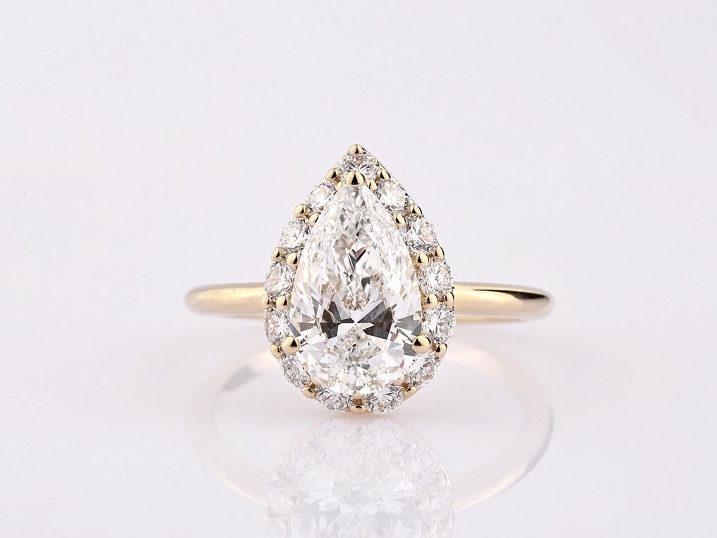 Ring - 14 karat Gull -  2.72ct. tw. Diamant (Lab-dyrket) - Diamant #2.1