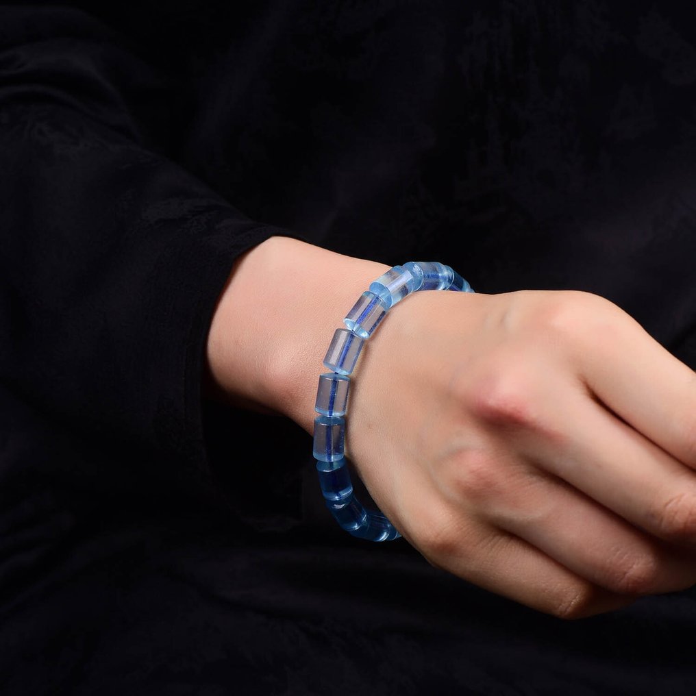 ALGT 认证 - 独家天然海蓝宝石手链 - 生动的蓝色和卓越的品质- 24.95 g #1.0