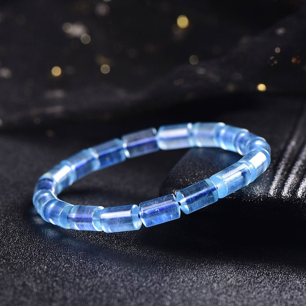 ALGT 認證 - 獨家天然海藍寶石手鍊 - 鲜艳的蓝色和卓越的品质- 13.46 g #4.3