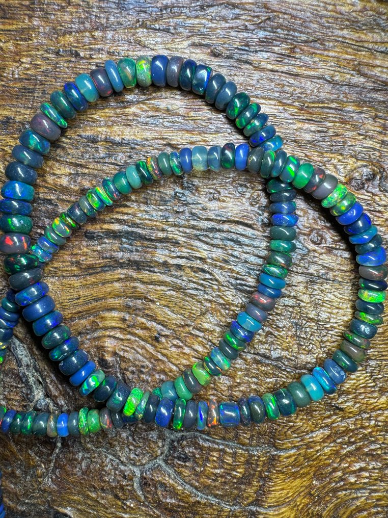 Φυσικά μαύρα οπαλίνα διαμάντια από την Αιθιοπία + Ασήμι 925. 41,90 καράτια. Χωρίς ελάχιστη τιμή. Κοσμήματα- 12 g #2.1