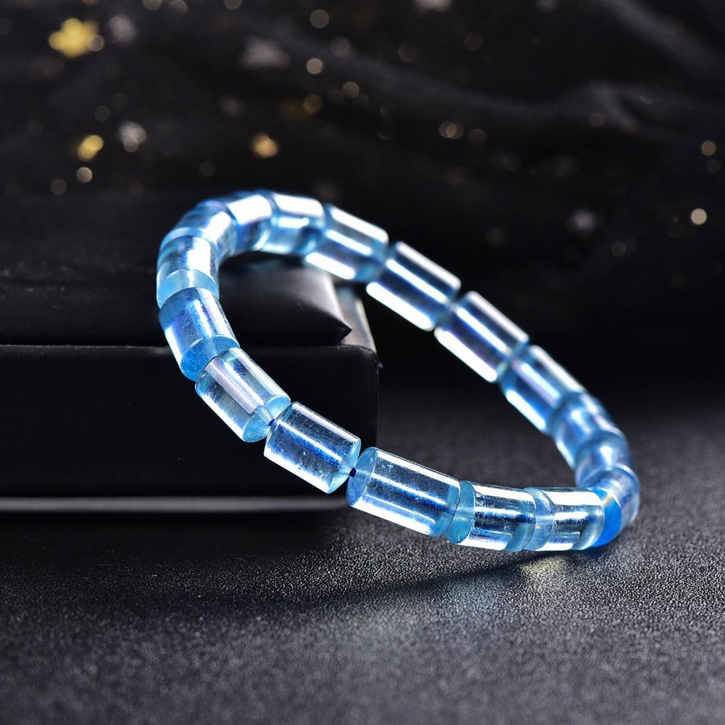 ALGT 认证 - 独家天然海蓝宝石手链 - 生动的蓝色和卓越的品质- 24.95 g #3.2