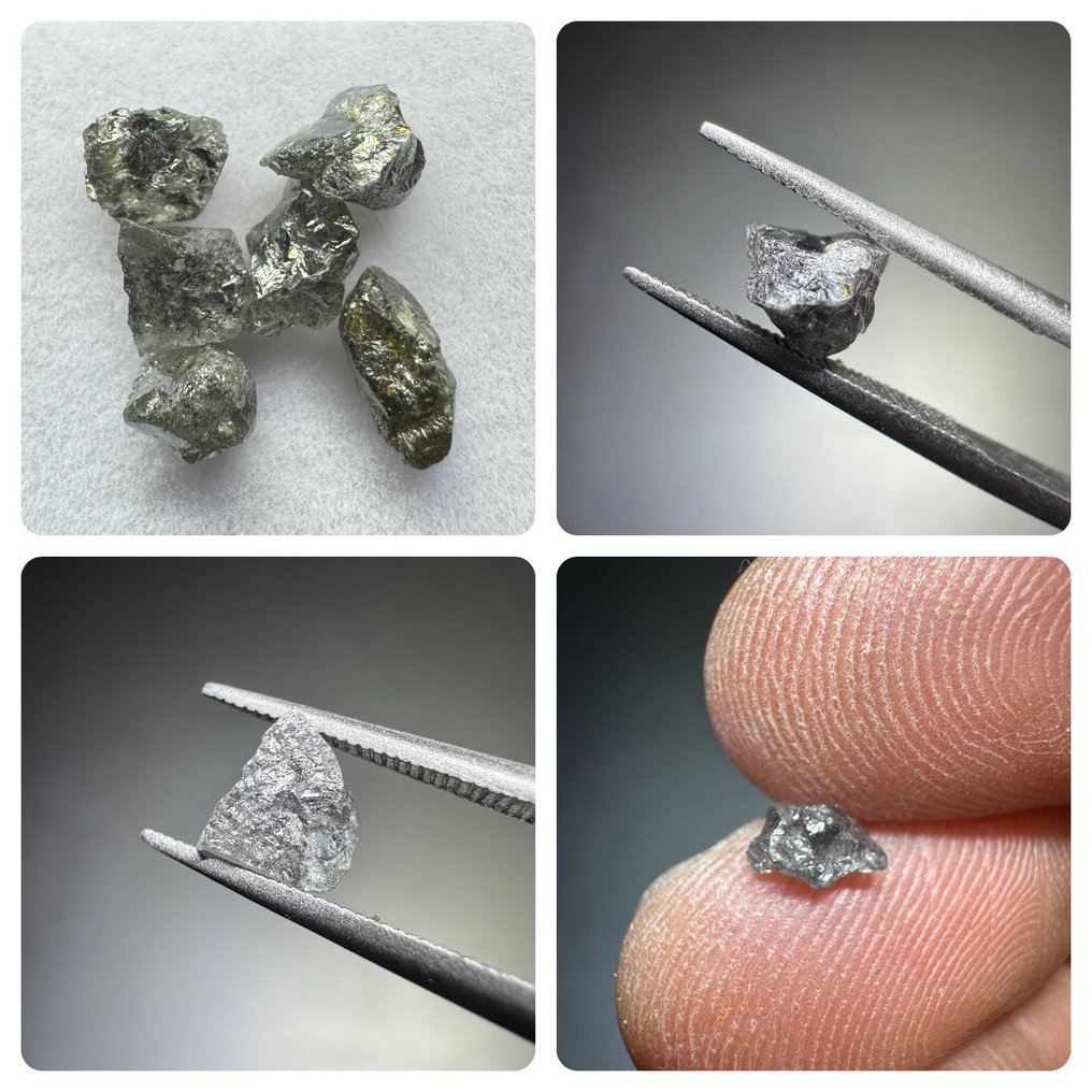 Set of 6 salt and pepper rough diamonds, 3.08 carats. No reserve price! Rough- 0,62 g - (6) #1.0