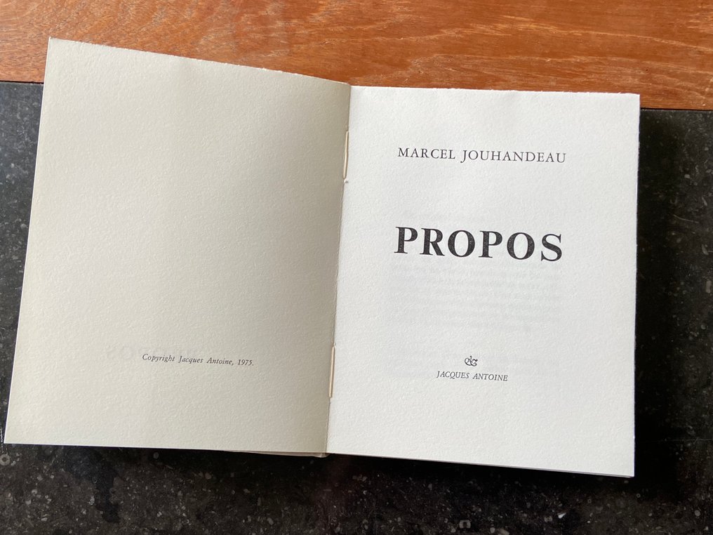 Signé ; Marcel Jouhandeau - Propos [1/12 Sur Rives signé] - 1975 #2.1