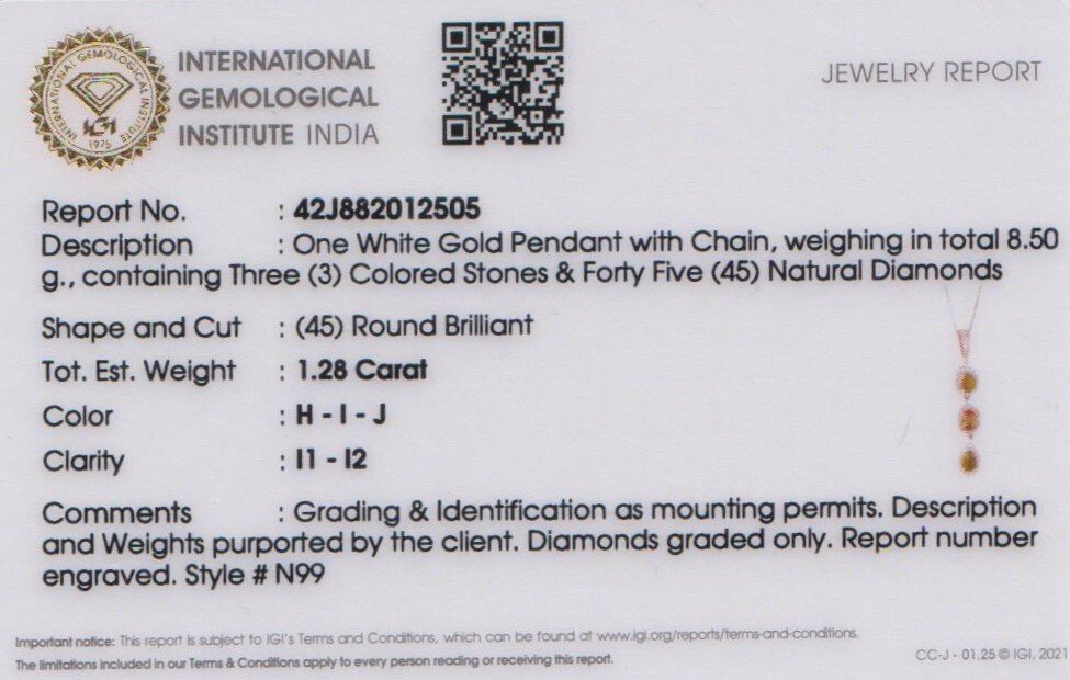 Κρεμαστό κόσμημα - 14 καράτια Λευκός χρυσός - 4.89ct. tw. Αλεξανδρίτης - Διαμάντι - Σπάνιο μενταγιόν από Αλεξανδρίτες #2.1