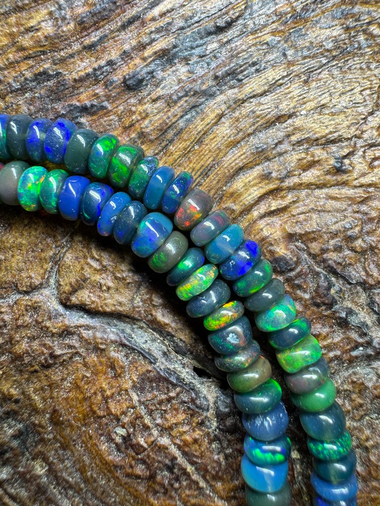 Φυσικά μαύρα οπαλίνα διαμάντια από την Αιθιοπία + Ασήμι 925. 41,90 καράτια. Χωρίς ελάχιστη τιμή. Κοσμήματα- 12 g #1.0