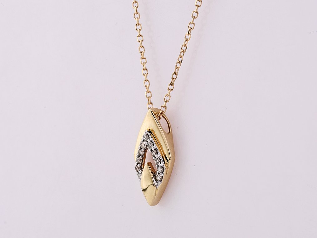 Κολιέ με μενταγιόν - 14 καράτια Κίτρινο χρυσό - 0.07ct. tw. Διαμάντι (Φυσικό) #2.1