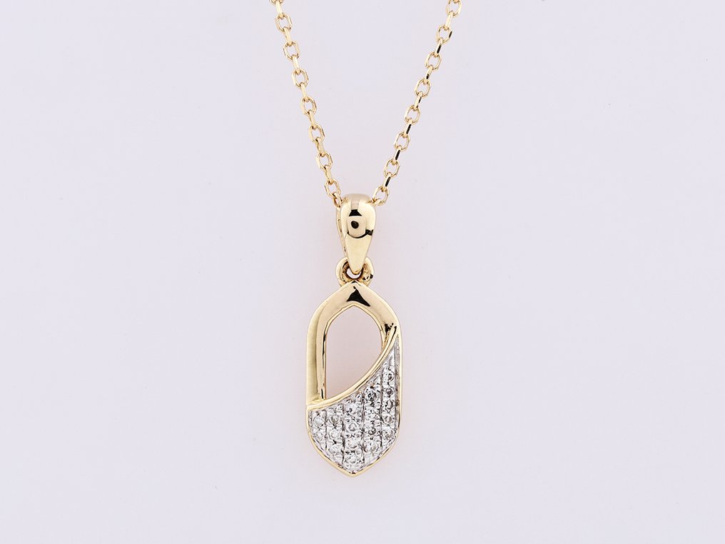 Sans prix de réserve - Collier avec pendentif - 14 carats Or jaune -  0.04ct. tw. Diamant (Naturelle)  #1.0