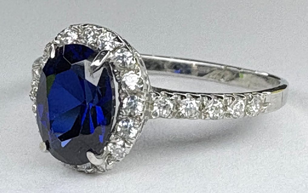 χωρίς τιμή ασφαλείας - Δαχτυλίδι - 18 καράτια Λευκός χρυσός Ζαφείρι - Διαμάντι - ΧΩΡΙΣ ΑΠΟΘΕΜΑΤΙΚΟ #1.0