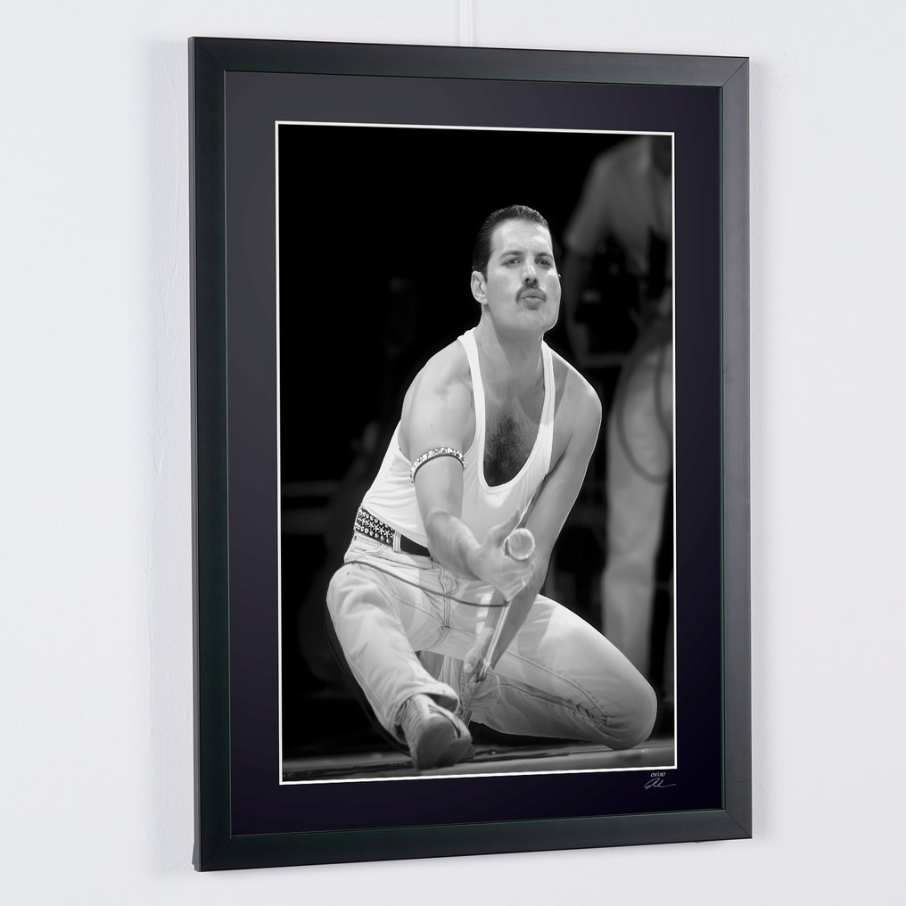Queen - Freddie Mercury 1985 - Fine Art Photography - Luxury Wooden Frame 70X50 cm - Limited Edition 01 of 20 - Serial MU250 - Original Certificate (COA), Hologram - 100% New. Shipping Reduction from 3 items #4.3