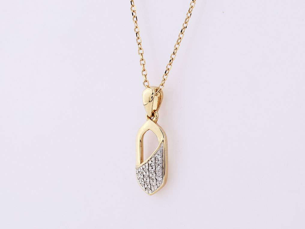 Sans prix de réserve - Collier avec pendentif - 14 carats Or jaune -  0.04ct. tw. Diamant (Naturelle)  #1.0