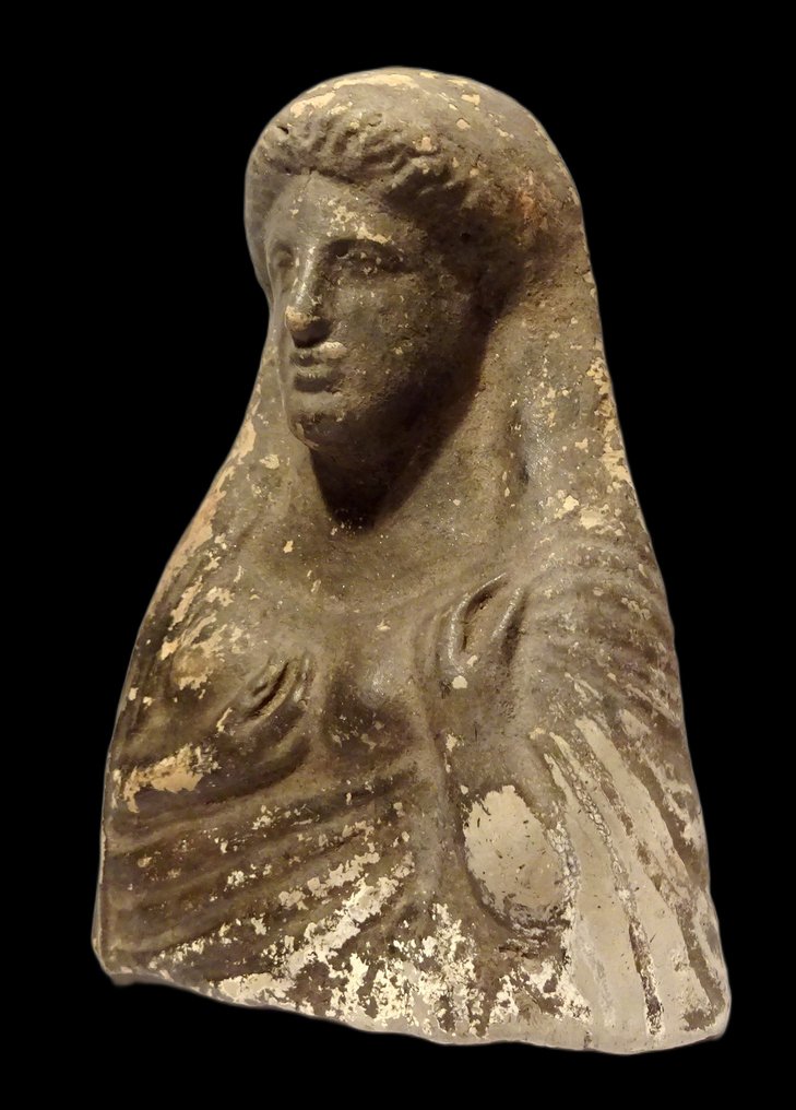 Αρχαία Ελλάδα Μεγάλο αφιερωτικό προτομή νεαρής θεάς - 5ος αιώνας π.Χ. - Με άδεια εξαγωγής #4.3