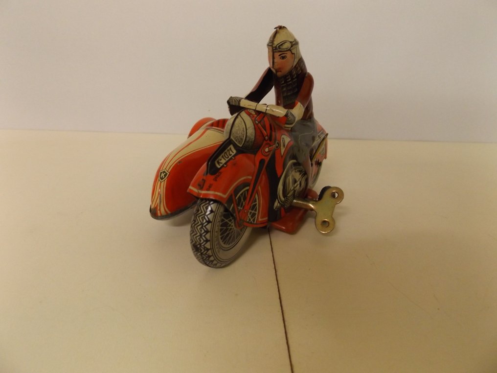 Huki - 带侧车的摩托车 K-1021 - 发条锡制玩具 - 1940-1949 - 德国 #1.0