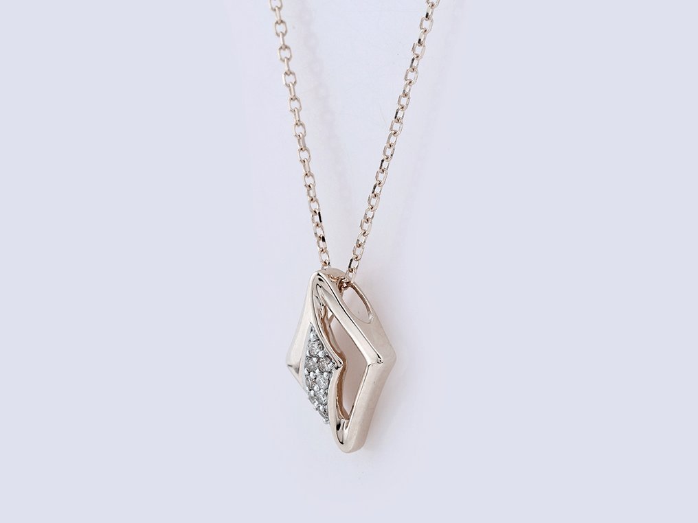 Sem preço de reserva - Colar com pingente - 14 K Ouro branco - 0.05ct. tw. Diamante (Natural) #1.0