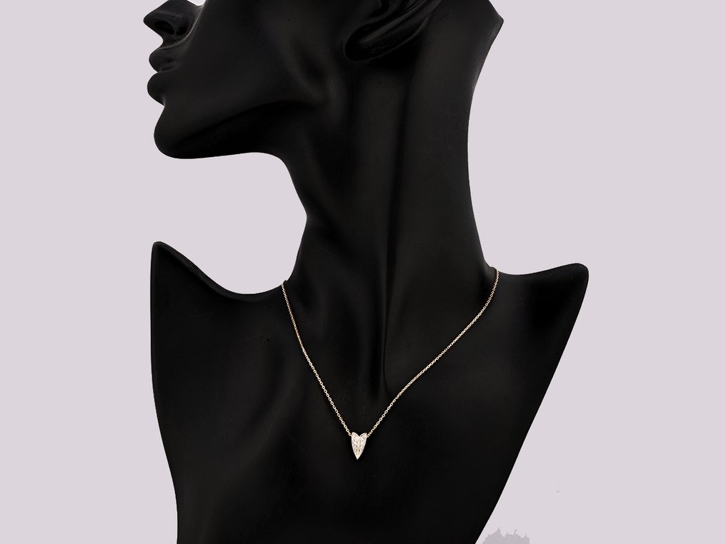 吊墜頸鏈 - 14 克拉 黃金 - 0.10ct. tw. 鉆石 (天然) #2.1