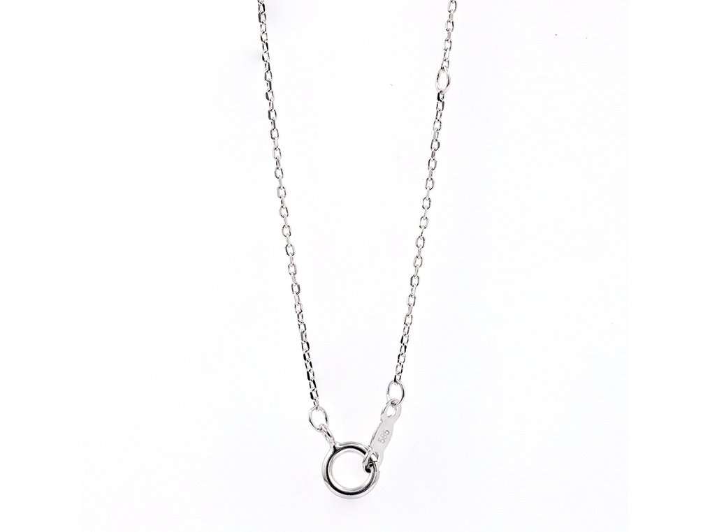 Colar com pingente - 14 K Ouro branco - 0.10ct. tw. Diamante (Natural) #4.3