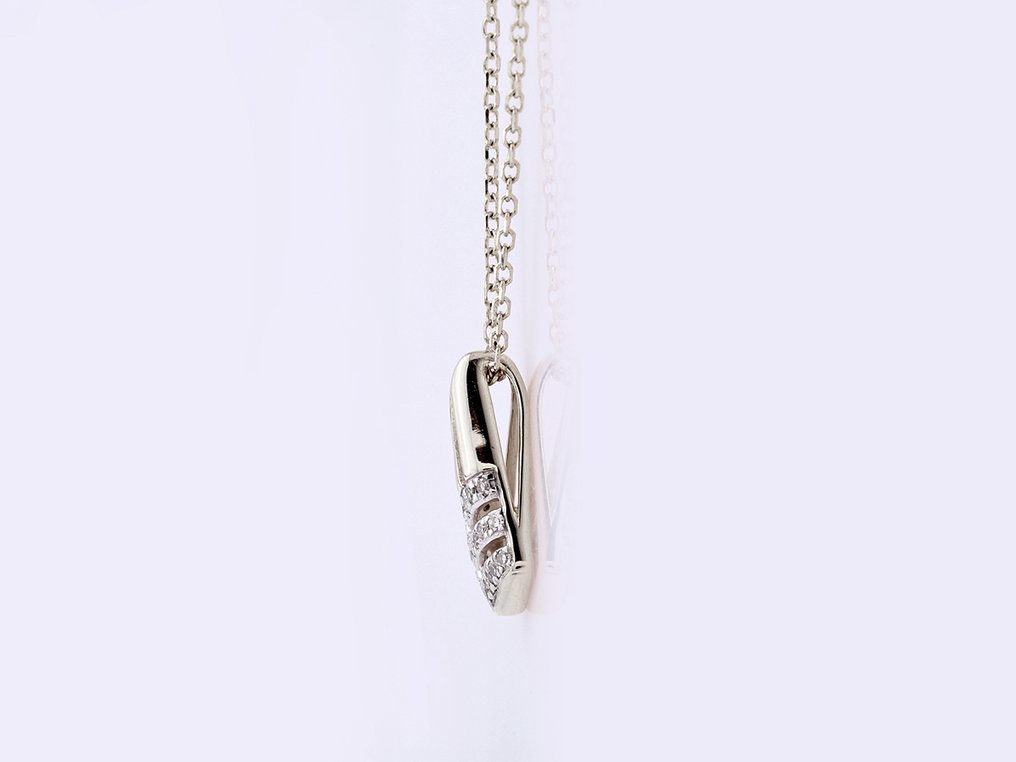 吊墜頸鏈 - 14 克拉 白金 - 0.07ct. tw. 鉆石 (天然) #3.2