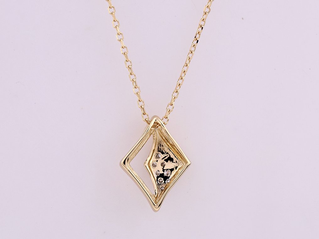 Nincs minimálár - Nyaklánc medállal - 14 kt. Sárga arany - 0.05ct. tw. Gyémánt (Természetes) #3.2