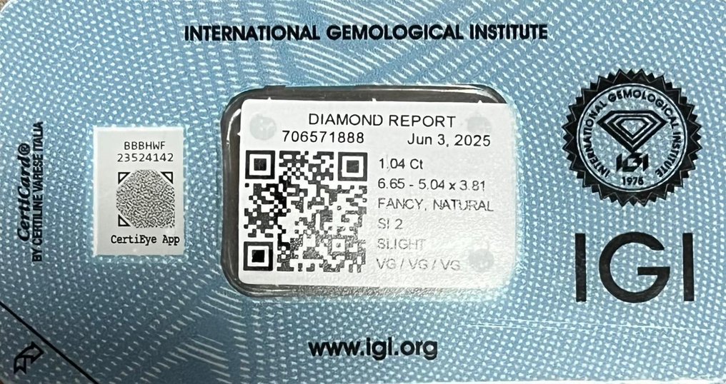 1 pcs Diamant (Colorat natural) - 1.04 ct - Dreptunghi - Fancy light rozaliu, gălbui Maro - SI2 - IGI (Institutul gemologic internațional) #4.3