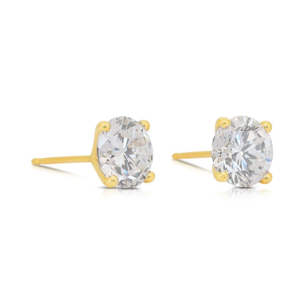 Boucles d'oreilles - 18 carats Or jaune - 3.03ct. tw. Diamant (Naturelle) #2.1