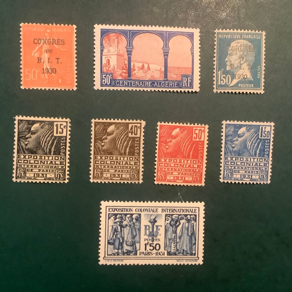 França 1930/1931 - Colonial Expo e BIT - centrados - Yvert 270/274 and 263/265 #3.2