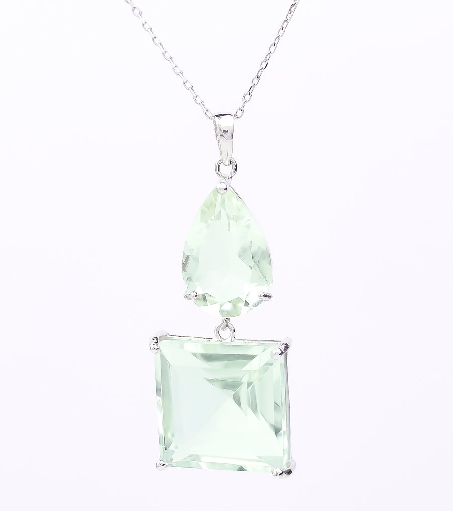 Fără preț de rezervă - Colier - 14 ct. Aur alb Ametist - Ametist #3.2