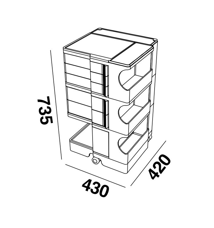 B-Line - Joe Colombo - 手推车 - Boby - B35 黑曜石黑 - ABS塑料 - 全新 #4.3