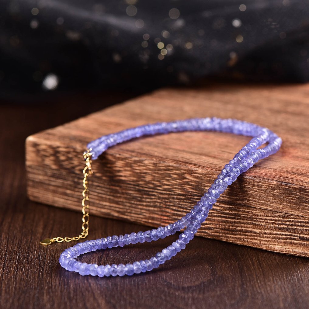 Χωρίς αποθεματικό - Κομψό κολιέ με τανζανίτη Αριστοκρατικές μπλε αποχρώσεις με ασήμι 925 G.- 9.84 g #4.3