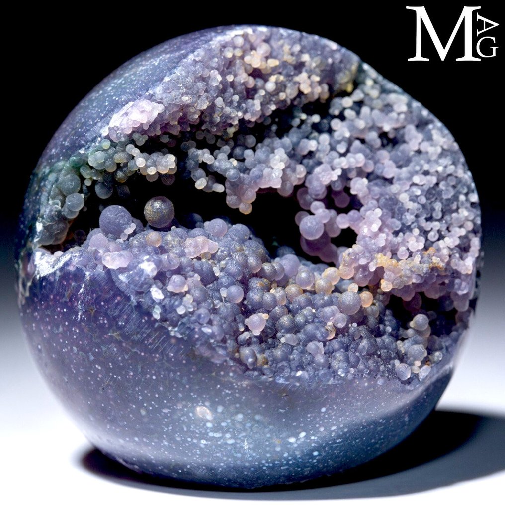 Grape Agate - Botryoidal Sphere from Indonesia - Tiny Sphere of Purple Quartz with a Botryoidal - Altezza: 55 mm - Larghezza: 55 mm- 176 g #4.3