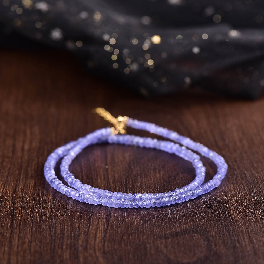 无保留 - 优雅的坦桑石项链 优雅的蓝色调配以925银金色扣环- 10.24 g #3.2